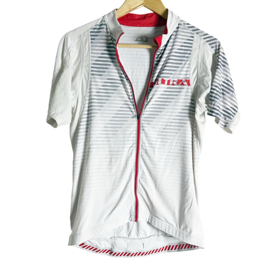 Performance Bicycle Ultra White Red Cycling Jersey Short Sleeve Zip Up Shirt M